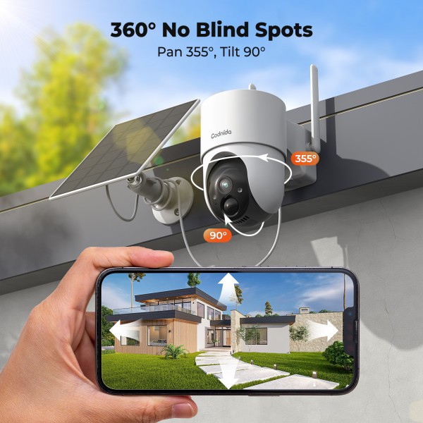 Codnida 4MP Solar Outdoor Surveillance Camera Set with 64GB Local Storage,Colour Night Vision,No ABO Fees,2.4/5GHz WLAN,4-Camera Set