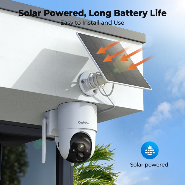 Codnida 4MP Solar Outdoor Surveillance Camera Set with 64GB Local Storage,Colour Night Vision,No ABO Fees,2.4/5GHz WLAN,4-Camera Set