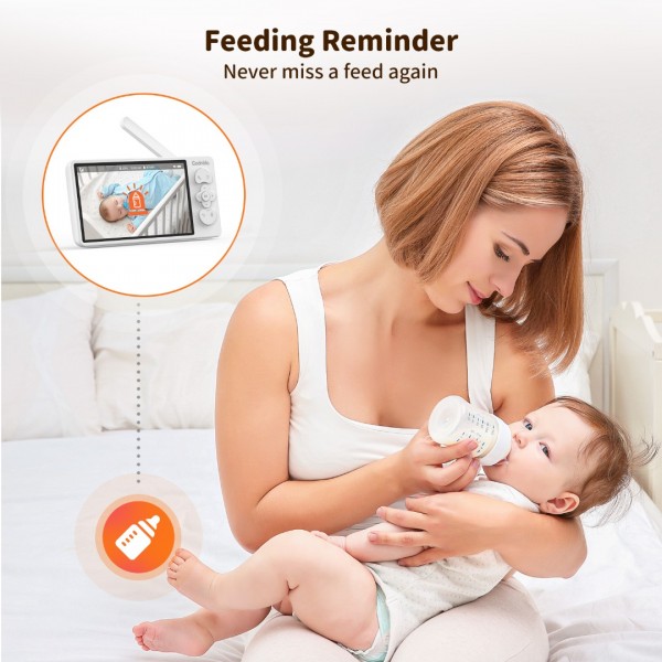 Codnida 5.5’ LCD Babyphone Camera,2k Baby Monitoring Camera with Night Vision,Automatic Tracking,Temperature & Humidity Sensor,Two-way Audio,Lullabies,VOX,LCD & Smartphone Control
